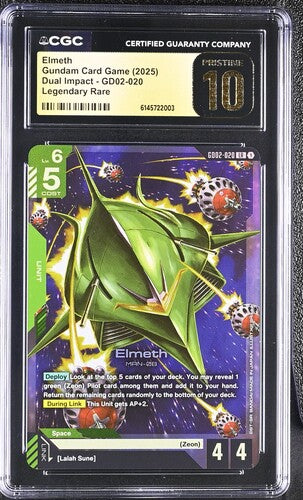 2025 Gundam • Dual Impact • Elmeth - Legendary Rare • #GD02-020 • CGC 10 Pristine • Pop 6 • 6145722003