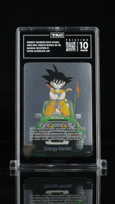 Dragonball Super Fusion World • Manga Booster 01 • Energy Marker (Son Goku) • #E-48 • Super Alternate Art • TAG 10 Pristine, Score: 994 • W8354126 • Population 1