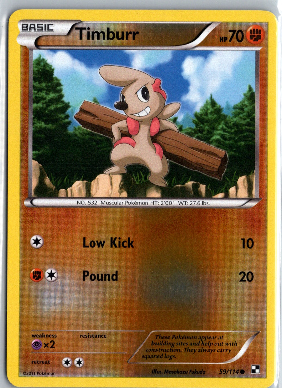 Pokémon Black & White: Timburr Reverse Holofoil 59/114 - NM front