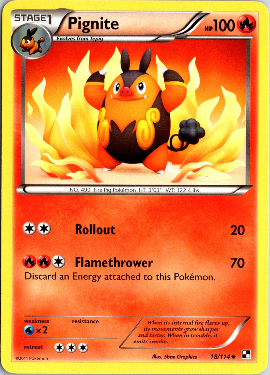 Pokémon Black & White: Pignite 18/114 - NM front