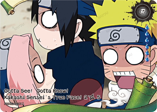 NREA02-R-017L1 · Gotta See!  Gotta Know!  Kakashi Sensei’s True Face!
2/5 · R