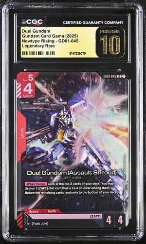 2025 Gundam • Newtype Rising • Duel Gundam (Assault Shroud) - Legendary Rare • #GD01-045 • CGC 10 Pristine • Pop 3 • 6147336070