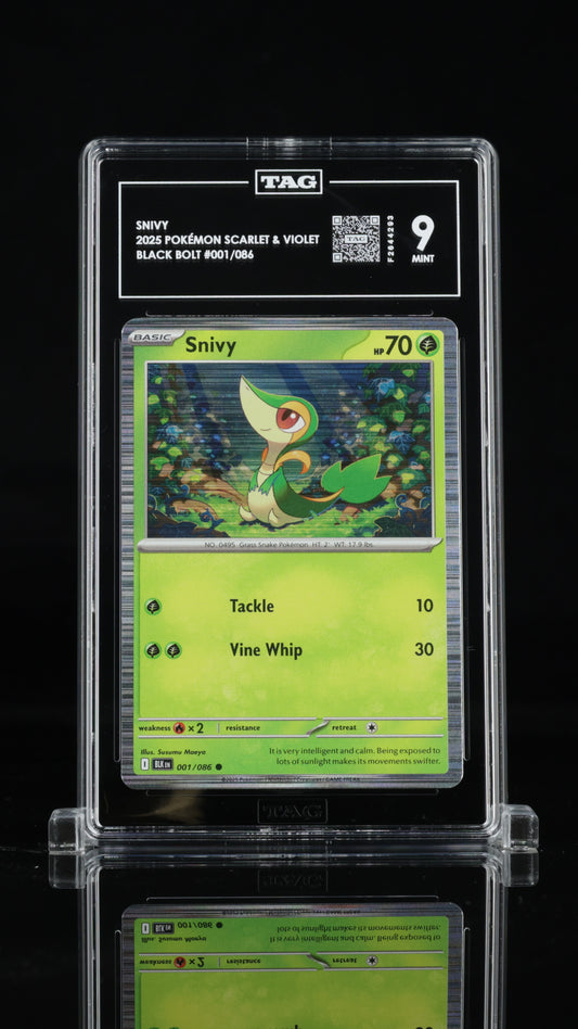 2025 Pokémon • Black Bolt Unova Poster Collection Promo • Snivy • #001 • Holo • TAG 9 Mint • F2644293