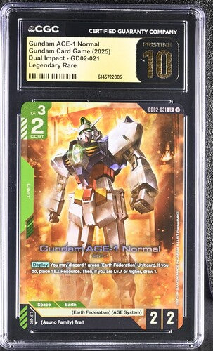 2025 Gundam • Dual Impact • Gundam AGE-1 Normal - Legendary Rare • #GD02-021 • CGC 10 Pristine • Pop 3 • 6145722006
