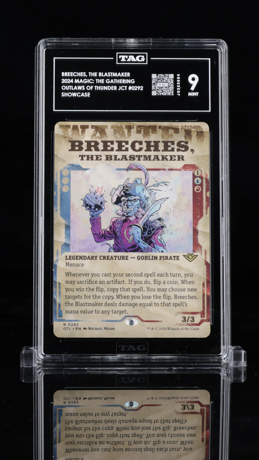 2024 Magic: The Gathering • Outlaws of Thunder Junction • Breeches, the Blastmaker (Showcase) • #0292 • TAG 9 Mint • J8353694 • POP 1
