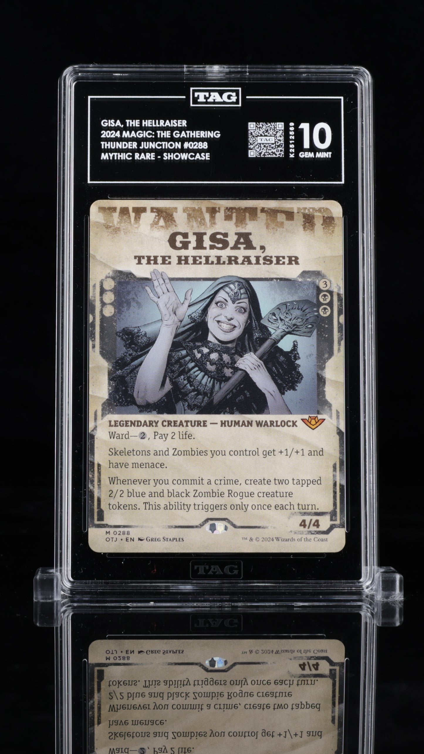 2024 Magic: The Gathering • Outlaws of Thunder Junction • Gisa, the Hellraiser (Showcase) • #0288 • TAG 10 Gem Mint • K2512569 • POP 1 (Only Graded)