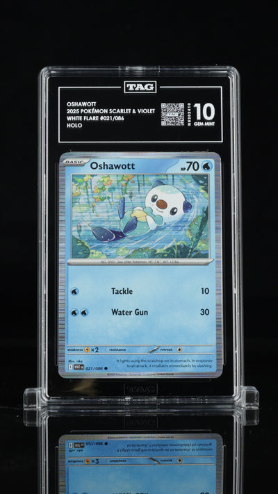 2025 Pokémon • White Flare Unova Poster Collection Promo • Oshawott • #021 • Holo • TAG 10 Gem Mint • N5202410 • POP 3 (1st Highest)