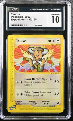 2002 Pokémon • Expedition • Tauros • #133 • CGC 10 Gem Mint • 6025892027