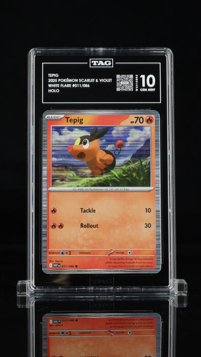2025 Pokémon • White Flare Unova Poster Collection Promo • Tepig • #011 • Holo • TAG 10 Gem Mint • W3410892 • POP 1