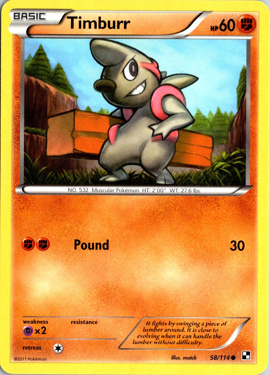 Pokémon Black & White: Timburr 58/114 - NM front